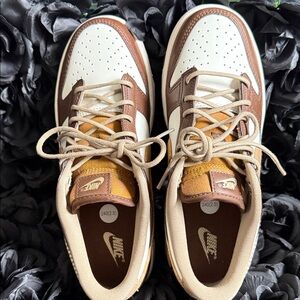 Nike White and Brown Athletic Shoes